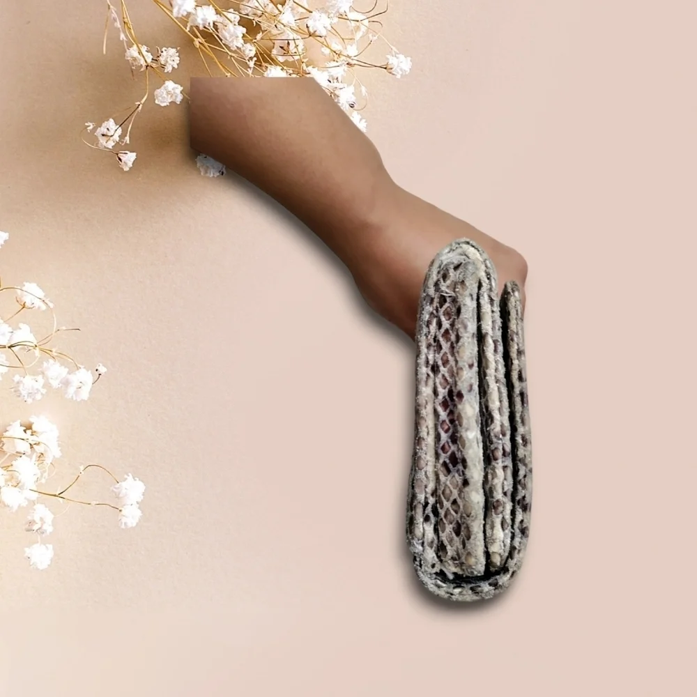 Michael Kors White/Brown Python Embossed Wallet